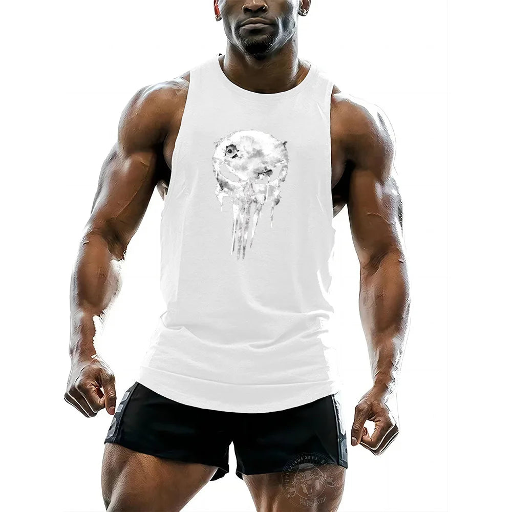 Skull print White vest tops