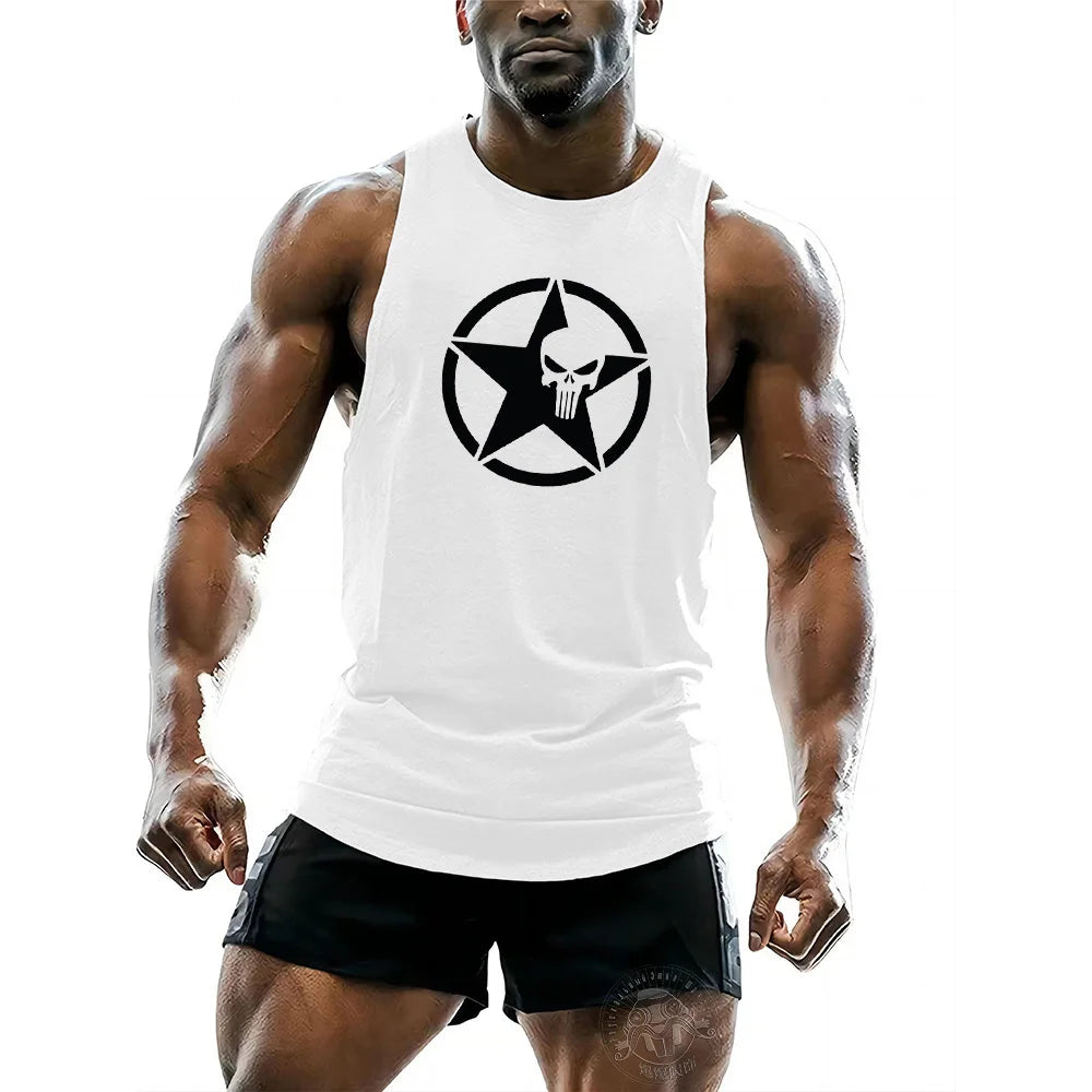 Skull print White vest tops (Diff Printing)