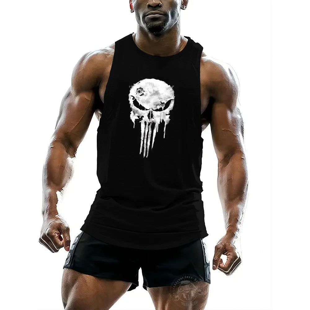 Skull print White vest tops