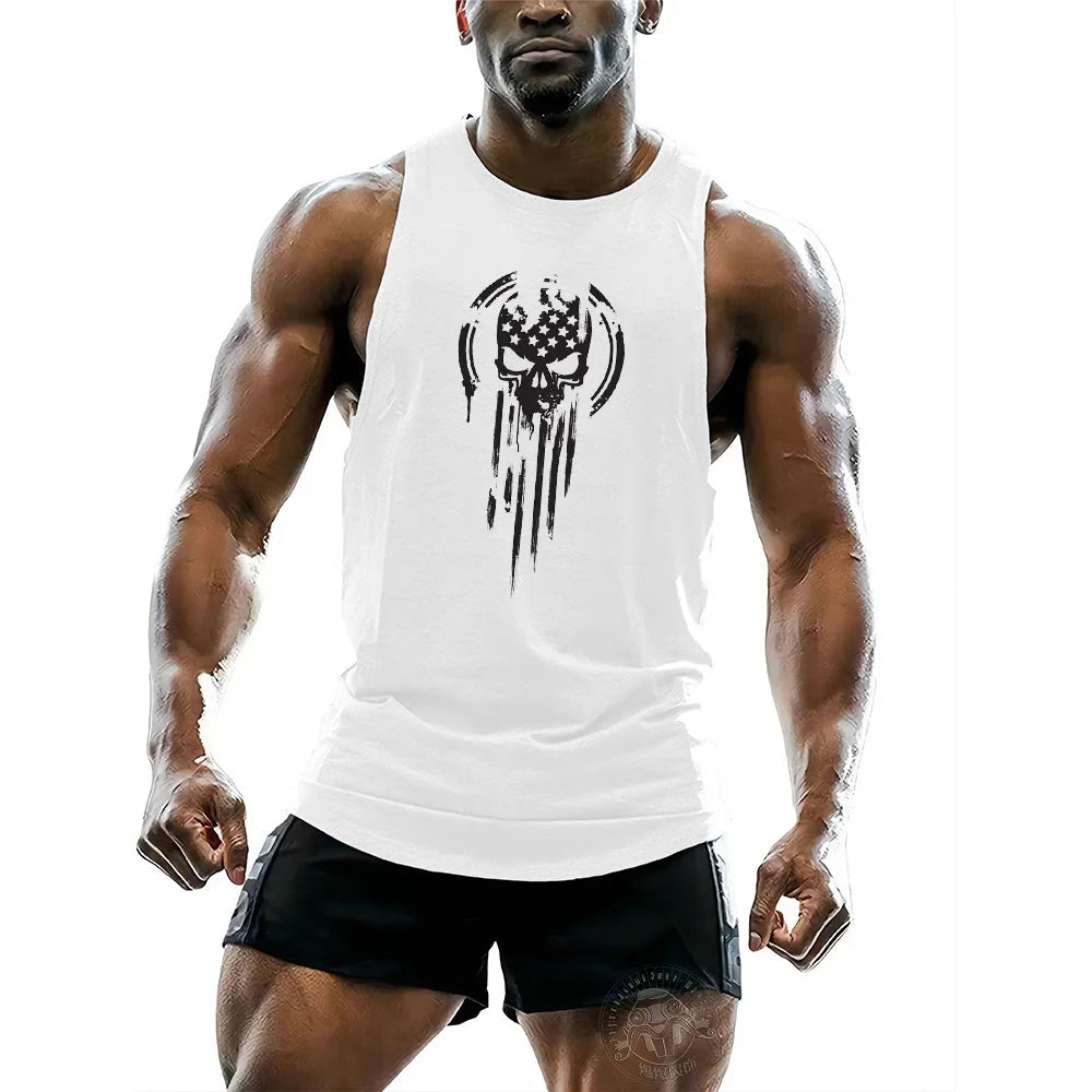 Skull print White vest tops
