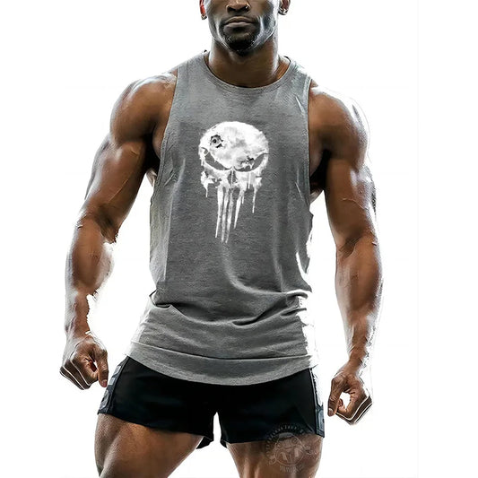 Skull print White vest tops