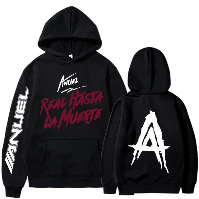 Anuel AA Real Hasta La Muerte Print Hoodies (BLK,GRY,WH)