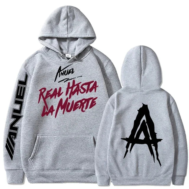 Anuel AA Real Hasta La Muerte Print Hoodies (BLK,GRY,WH)