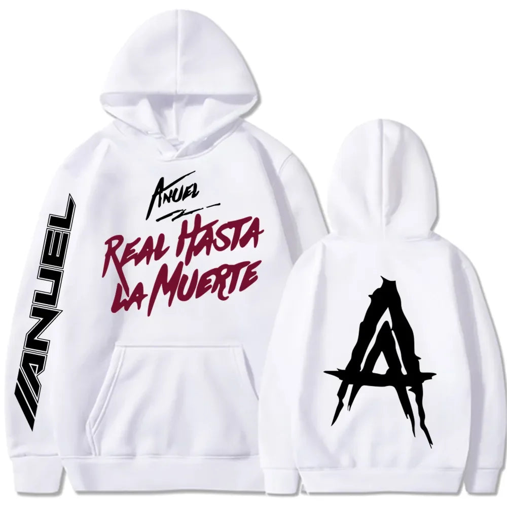 Anuel AA Real Hasta La Muerte Print Hoodies (BLK,GRY,WH)