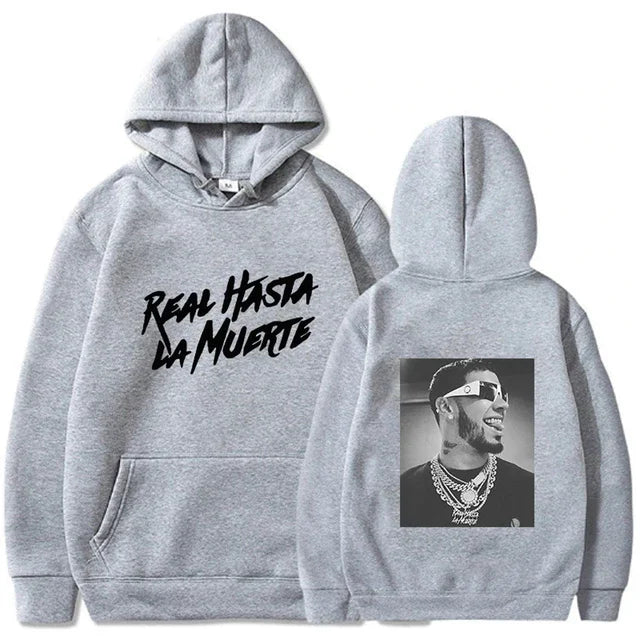 Anuel AA Real Hasta La Muerte Print Hoodies (BLK,GRY,WH)