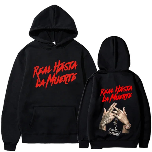 Anuel AA Real Hasta La Muerte Print Hoodies (BLK,GRY,WH)