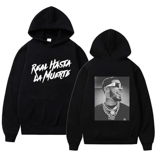 Anuel AA Real Hasta La Muerte Print Hoodies (BLK,GRY,WH)